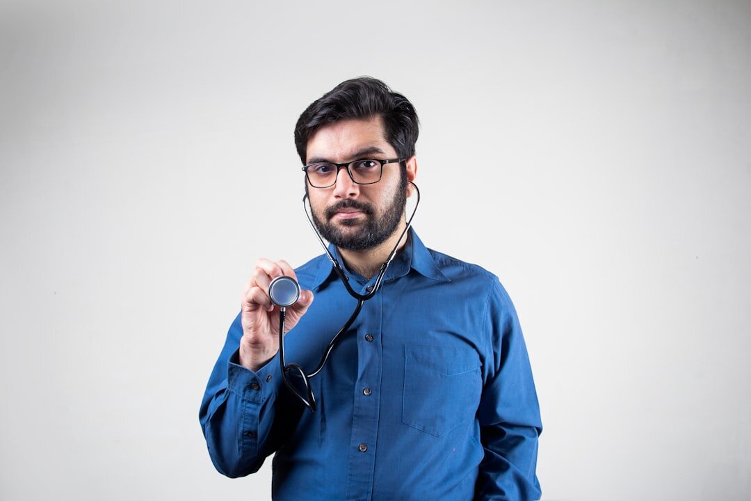 man practicing assertive speech