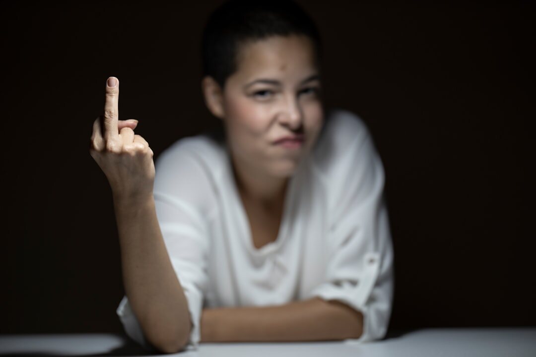 woman expressing opinion calmly